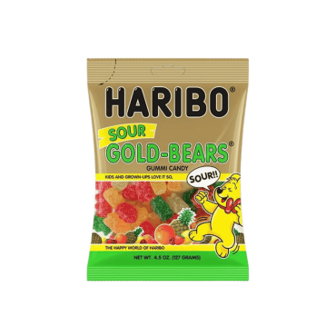 Haribo Sour Gold Bears 128g (4.5oz) (Box of 12)