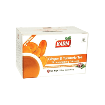 Badia Ginger & Turmeric Tea 25 Bags 2g (0.07oz) (Box of 10)