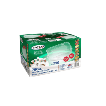 Satco Microwave Plastic Containers & Lids 750ml (Box of 250)