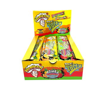 Warheads Sour Taffy Bar Tropical 2-in-1 42g (1.49oz) (Box of 24)