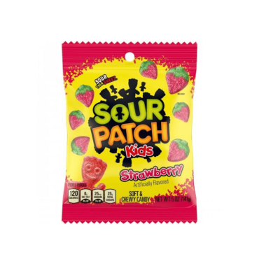 Sour Patch Kids Strawberry Peg Bag 141g (5oz) (Box of 12)