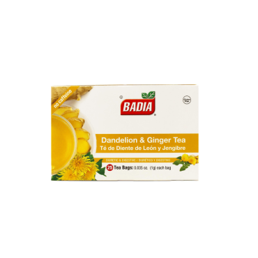 Badia Dandelion & Ginger Tea 25 Bags 1g (0.035oz) (Box of 10)
