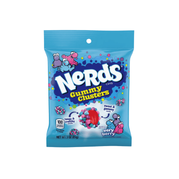 Nerds Gummy Clusters Very Berry Value Peg Bag 85g (3oz) (Box of 12) BBE 28 FEB 2026