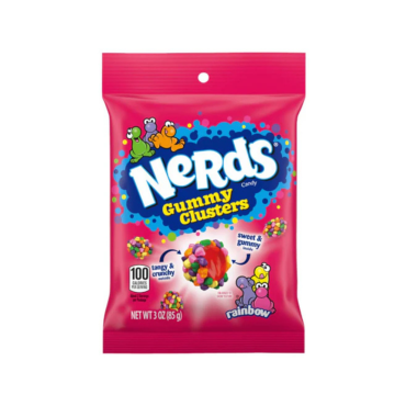 Nerds Gummy Clusters  Rainbow Value Peg Bag 85g (3oz) (Box of 12)