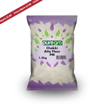 Puregro 100% Whole Wheat Sharbati Chakki Atta 1.5Kg PM £1.99 (Box of 6)