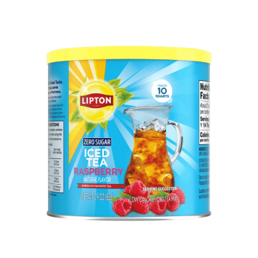 Lipton Iced Tea Raspberry Flavour Zero Sugar 82g (2.9oz) (10 Quart) (Box of 6)