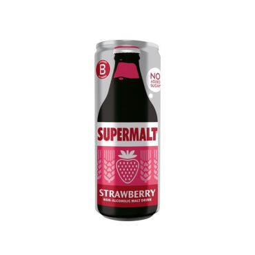 Supermalt Strawberry Sleek Can 330ml (Pack of 24) BBE 24 FEB 2026